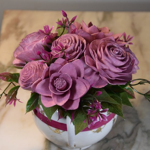 Elegant Mikado vintage sugar bowl - bursting with rose gold Sola wood flowers - Picture 8 of 12